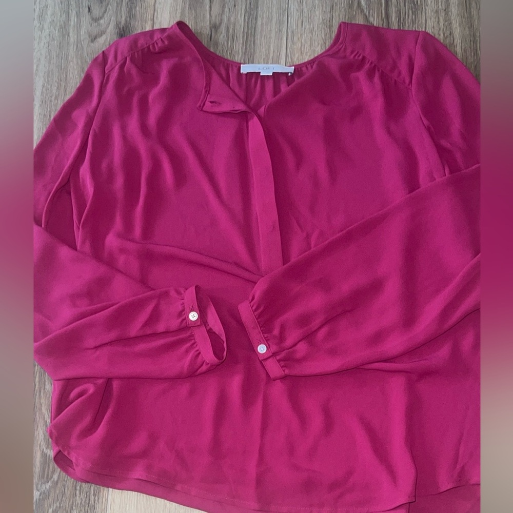 LOFT Women's Dark Pink Blouse size M